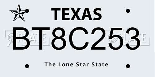 BT8C253 Texas License Plate