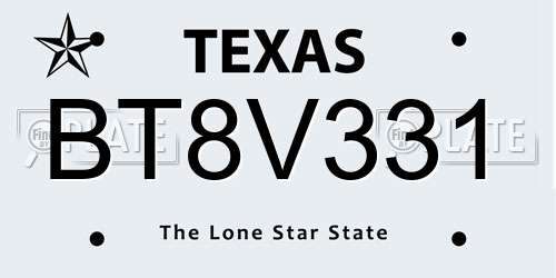 BT8V331 Texas License Plate