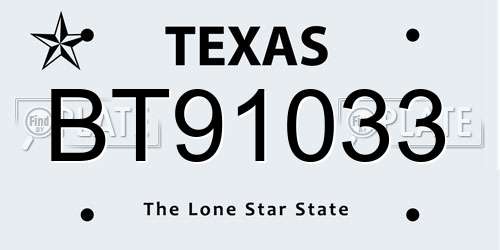 BT91033 Texas License Plate