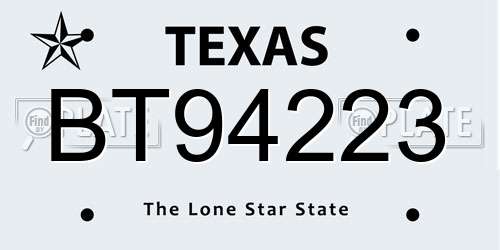 BT94223 Texas License Plate