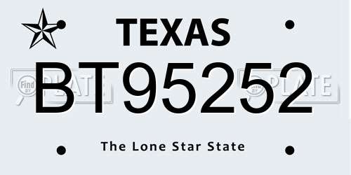 BT95252 Texas License Plate