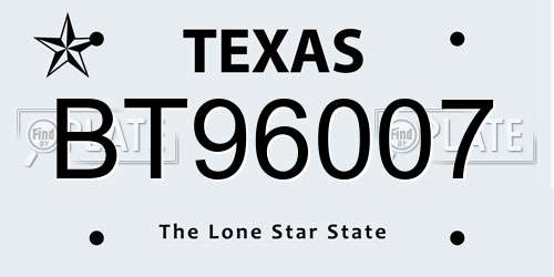 BT96007 Texas License Plate