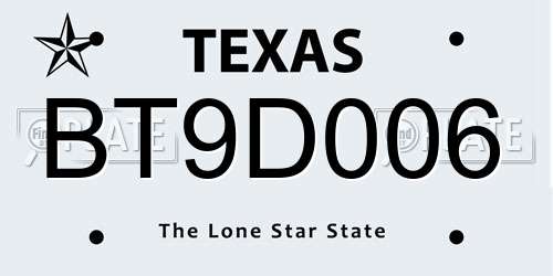 BT9D006 Texas License Plate