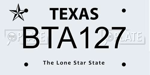 BTA127 Texas License Plate