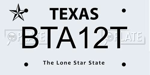 BTA12T Texas License Plate