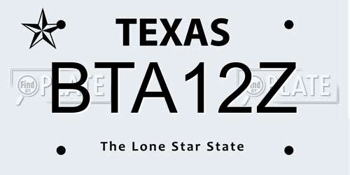 BTA12Z Texas License Plate