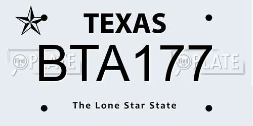 BTA177 Texas License Plate