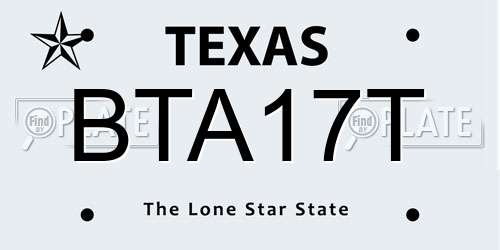 BTA17T Texas License Plate