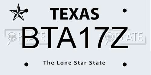 BTA17Z Texas License Plate