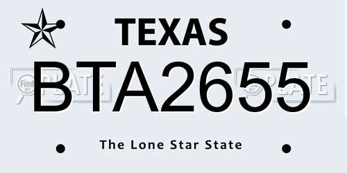 BTA2655 Texas License Plate