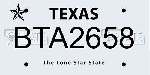 BTA2658 Texas License Plate