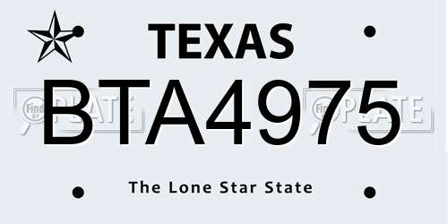 BTA4975 Texas License Plate