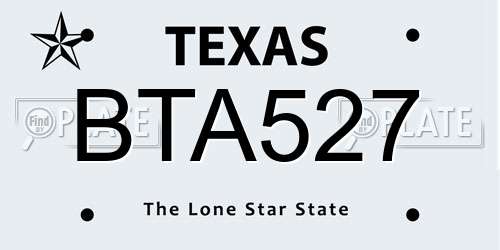 BTA527 Texas License Plate