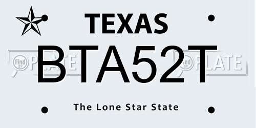 BTA52T Texas License Plate