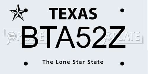 BTA52Z Texas License Plate