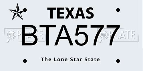 BTA577 Texas License Plate