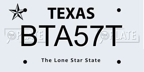 BTA57T Texas License Plate