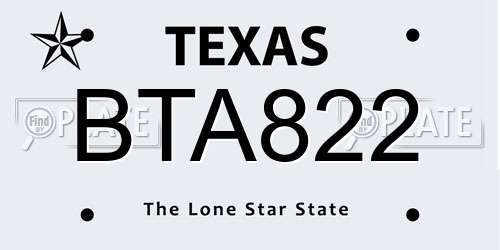 BTA822 Texas License Plate