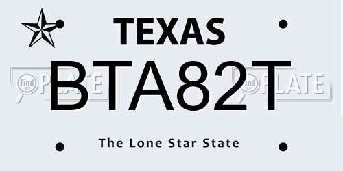 BTA82T Texas License Plate