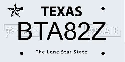 BTA82Z Texas License Plate