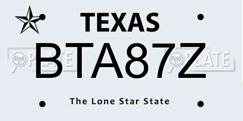 BTA87Z Texas License Plate