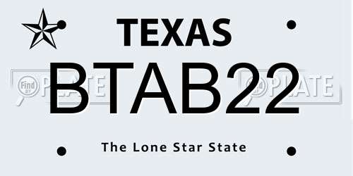 BTAB22 Texas License Plate