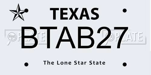 BTAB27 Texas License Plate