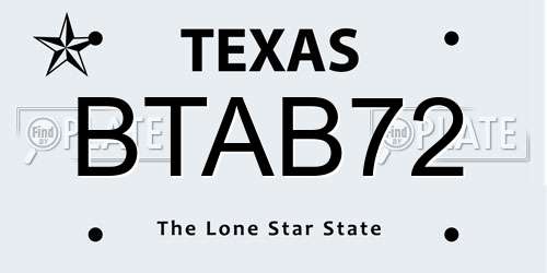 BTAB72 Texas License Plate