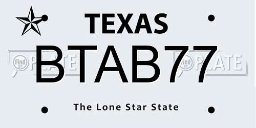 BTAB77 Texas License Plate