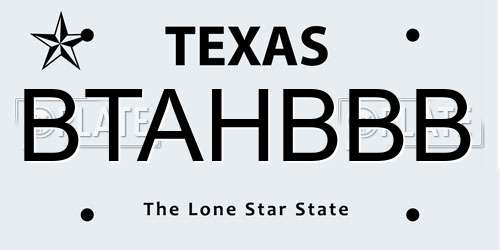 BTAHBBB Texas License Plate