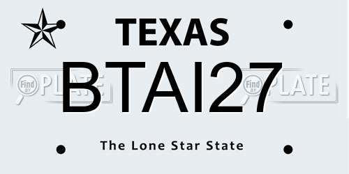 BTAI27 Texas License Plate
