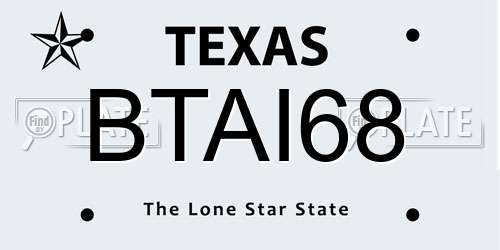 BTAI68 Texas License Plate