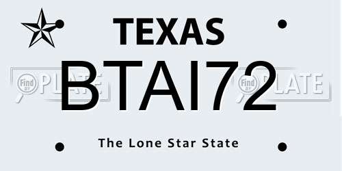 BTAI72 Texas License Plate