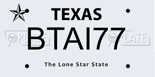BTAI77 Texas License Plate