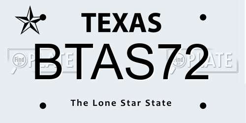 BTAS72 Texas License Plate