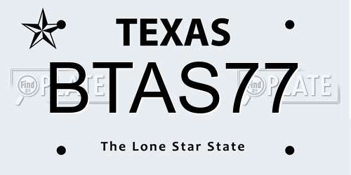 BTAS77 Texas License Plate