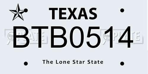 BTB0514 Texas License Plate