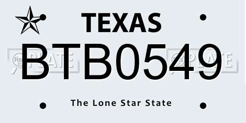 BTB0549 Texas License Plate