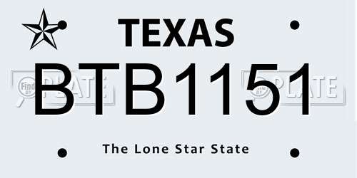 BTB1151 Texas License Plate