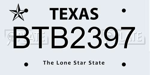 BTB2397 Texas License Plate