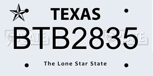 BTB2835 Texas License Plate