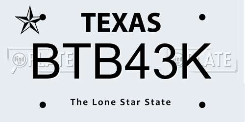 BTB43K Texas License Plate