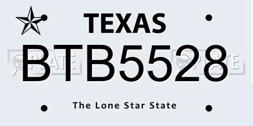 BTB5528 Texas License Plate