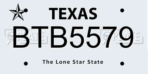 BTB5579 Texas License Plate