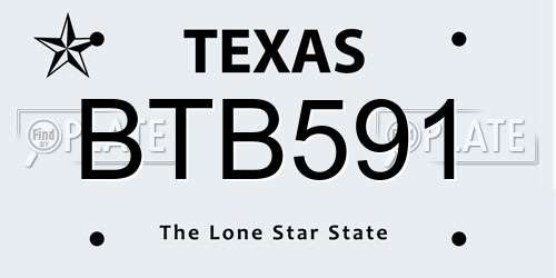 BTB591 Texas License Plate