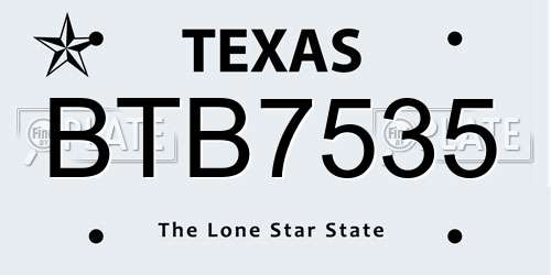 BTB7535 Texas License Plate