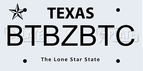 BTBZBTC Texas License Plate