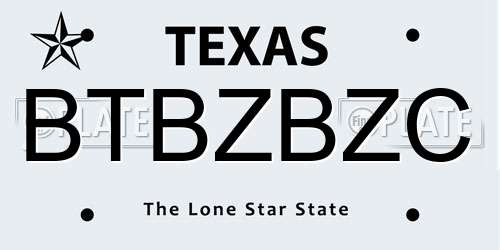 BTBZBZC Texas License Plate
