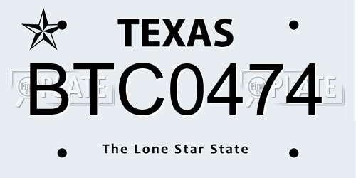 BTC0474 Texas License Plate