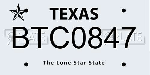 BTC0847 Texas License Plate